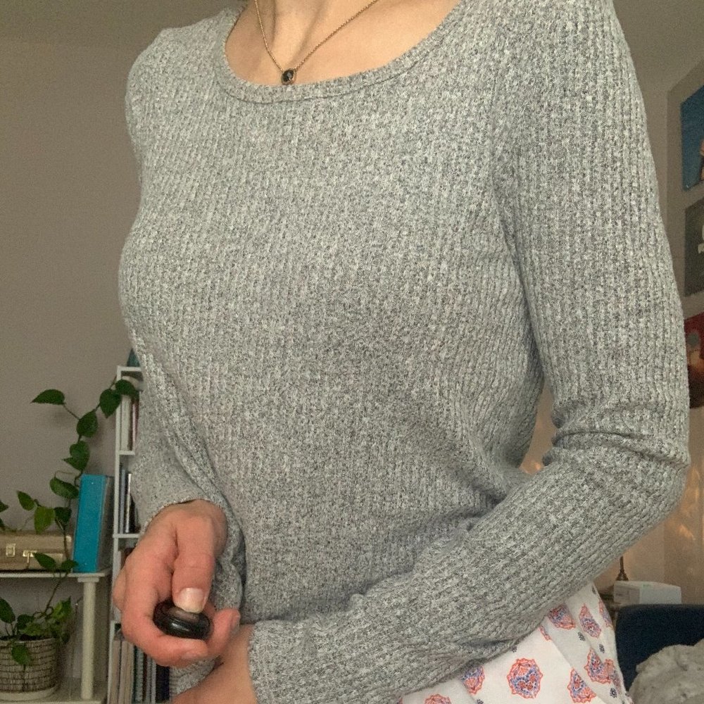 Grey Knit Sweater Loose Fit